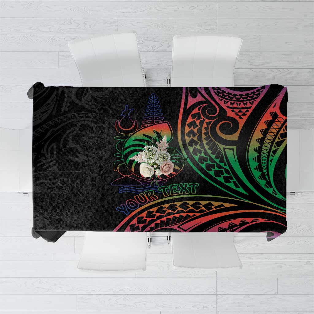 New Caledonia Polynesian Tatoo Personalised Tablecloth LT9 Black - Polynesian Pride