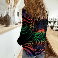 New Caledonia Polynesian Tatoo Personalised Women Casual Shirt