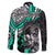 personalised-polynesia-skull-family-matching-short-sleeve-bodycon-dress-and-hawaiian-shirt-tattoo-in-the-style-of-maori-with-marine-life-aqua