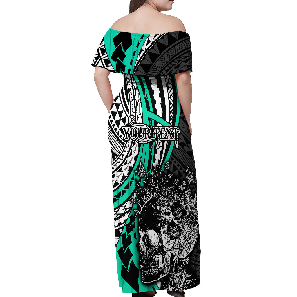 personalised-polynesia-skull-off-shoulder-maxi-dress-tattoo-in-the-style-of-maori-with-marine-life-aqua