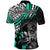 Personalised Polynesia Skull Polo Shirt Tattoo In The Style Of Maori With Marine Life Aqua LT9 - Polynesian Pride