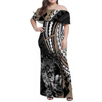 personalised-polynesia-skull-family-matching-off-shoulder-maxi-dress-and-hawaiian-shirt-tattoo-in-the-style-of-maori-with-marine-life-gold