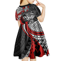 personalised-polynesia-skull-kid-short-sleeve-dress-tattoo-in-the-style-of-maori-with-marine-life-red