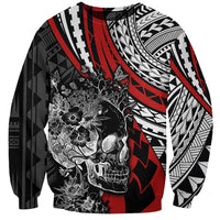 personalised-polynesia-skull-sweatshirt-tattoo-in-the-style-of-maori-with-marine-life-red