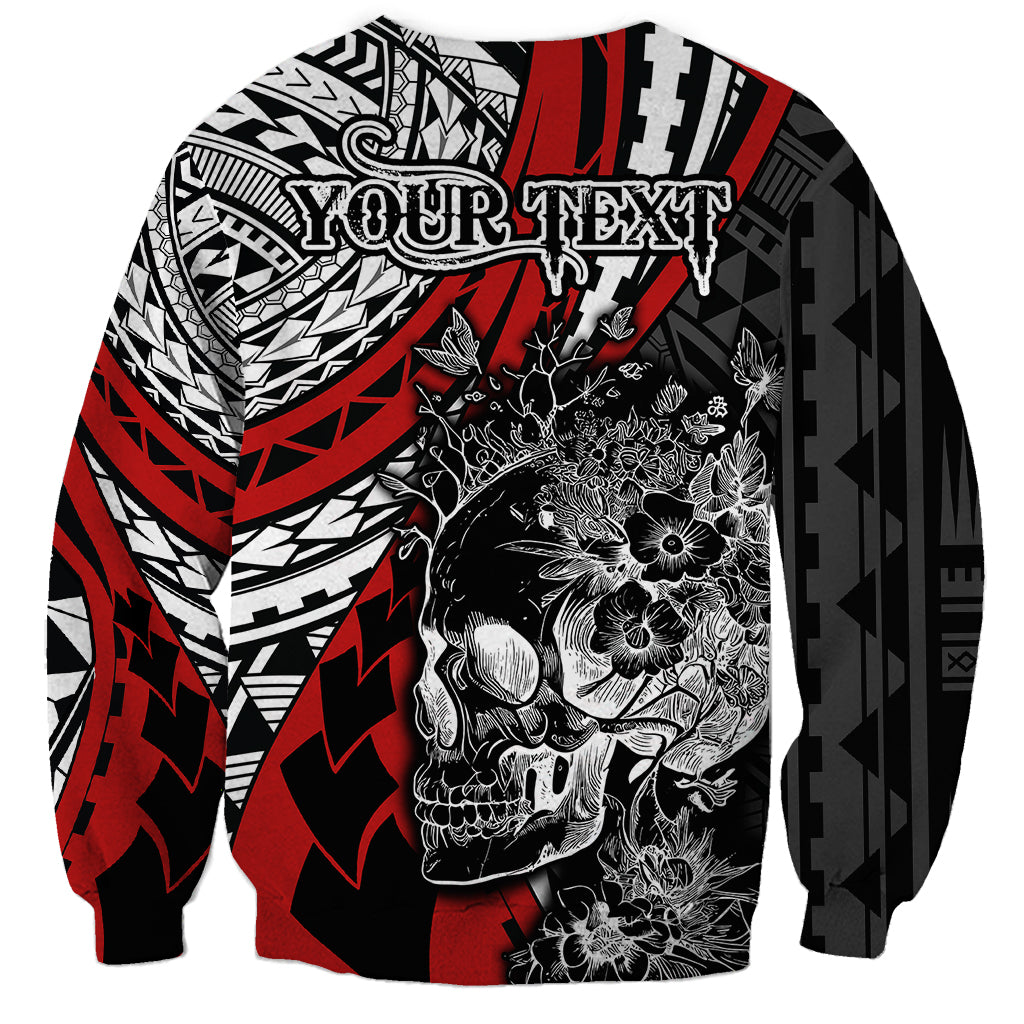 personalised-polynesia-skull-sweatshirt-tattoo-in-the-style-of-maori-with-marine-life-red