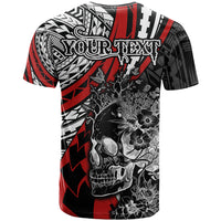 Personalised Polynesia Skull T Shirt Tattoo In The Style Of Maori With Marine Life Red LT9 - Polynesian Pride