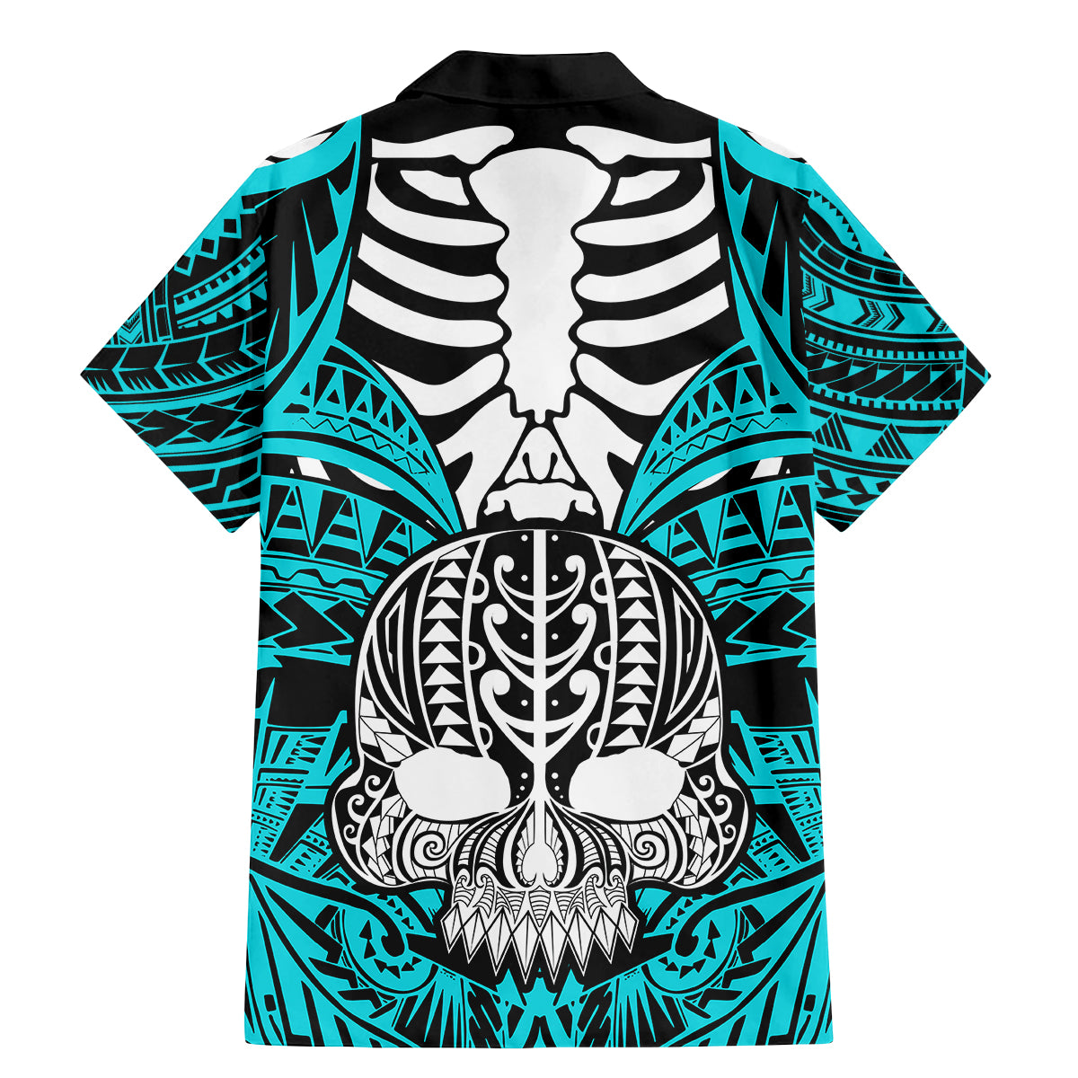 personalised-polynesia-skull-family-matching-mermaid-dress-and-hawaiian-shirt-with-boars-tusk-aqua-arty-vibe