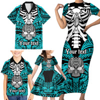 personalised-polynesia-skull-family-matching-short-sleeve-bodycon-dress-and-hawaiian-shirt-with-boars-tusk-aqua-arty-vibe