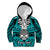Personalised Polynesia Skull Kid Hoodie With Boars Tusk Aqua Arty Vibe LT9 Hoodie Aqua - Polynesian Pride