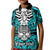 Personalised Polynesia Skull Kid Polo Shirt With Boars Tusk Aqua Arty Vibe LT9 Kid Aqua - Polynesian Pride