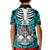 Personalised Polynesia Skull Kid Polo Shirt With Boars Tusk Aqua Arty Vibe LT9 - Polynesian Pride