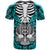 Personalised Polynesia Skull T Shirt With Boars Tusk Aqua Arty Vibe LT9 - Polynesian Pride
