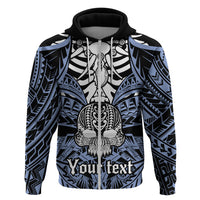 Personalised Polynesia Skull Hoodie With Boars Tusk Blue Arty Vibe LT9 - Polynesian Pride