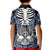 Personalised Polynesia Skull Kid Polo Shirt With Boars Tusk Blue Arty Vibe LT9 - Polynesian Pride