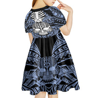 personalised-polynesia-skull-kid-short-sleeve-dress-with-boars-tusk-blue-arty-vibe