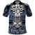 Personalised Polynesia Skull Polo Shirt With Boars Tusk Blue Arty Vibe LT9 Blue - Polynesian Pride