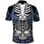 Personalised Polynesia Skull Polo Shirt With Boars Tusk Blue Arty Vibe LT9 - Polynesian Pride