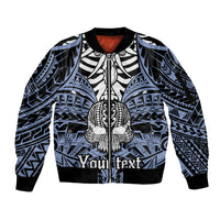 personalised-polynesia-skull-sleeve-zip-bomber-jacket-with-boars-tusk-blue-arty-vibe