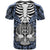 Personalised Polynesia Skull T Shirt With Boars Tusk Blue Arty Vibe LT9 - Polynesian Pride