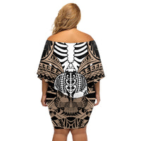 personalised-polynesia-skull-family-matching-off-shoulder-short-dress-and-hawaiian-shirt-with-boars-tusk-gold-arty-vibe