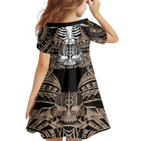 personalised-polynesia-skull-family-matching-short-sleeve-bodycon-dress-and-hawaiian-shirt-with-boars-tusk-gold-arty-vibe