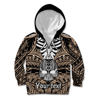 Personalised Polynesia Skull Kid Hoodie With Boars Tusk Gold Arty Vibe LT9 Zip Hoodie Gold - Polynesian Pride