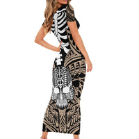personalised-polynesia-skull-short-sleeve-bodycon-dress-with-boars-tusk-gold-arty-vibe