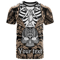 Personalised Polynesia Skull T Shirt With Boars Tusk Gold Arty Vibe LT9 Gold - Polynesian Pride
