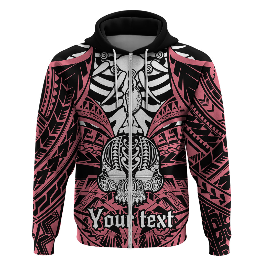 Personalised Polynesia Skull Hoodie With Boars Tusk Pink Arty Vibe LT9 - Polynesian Pride