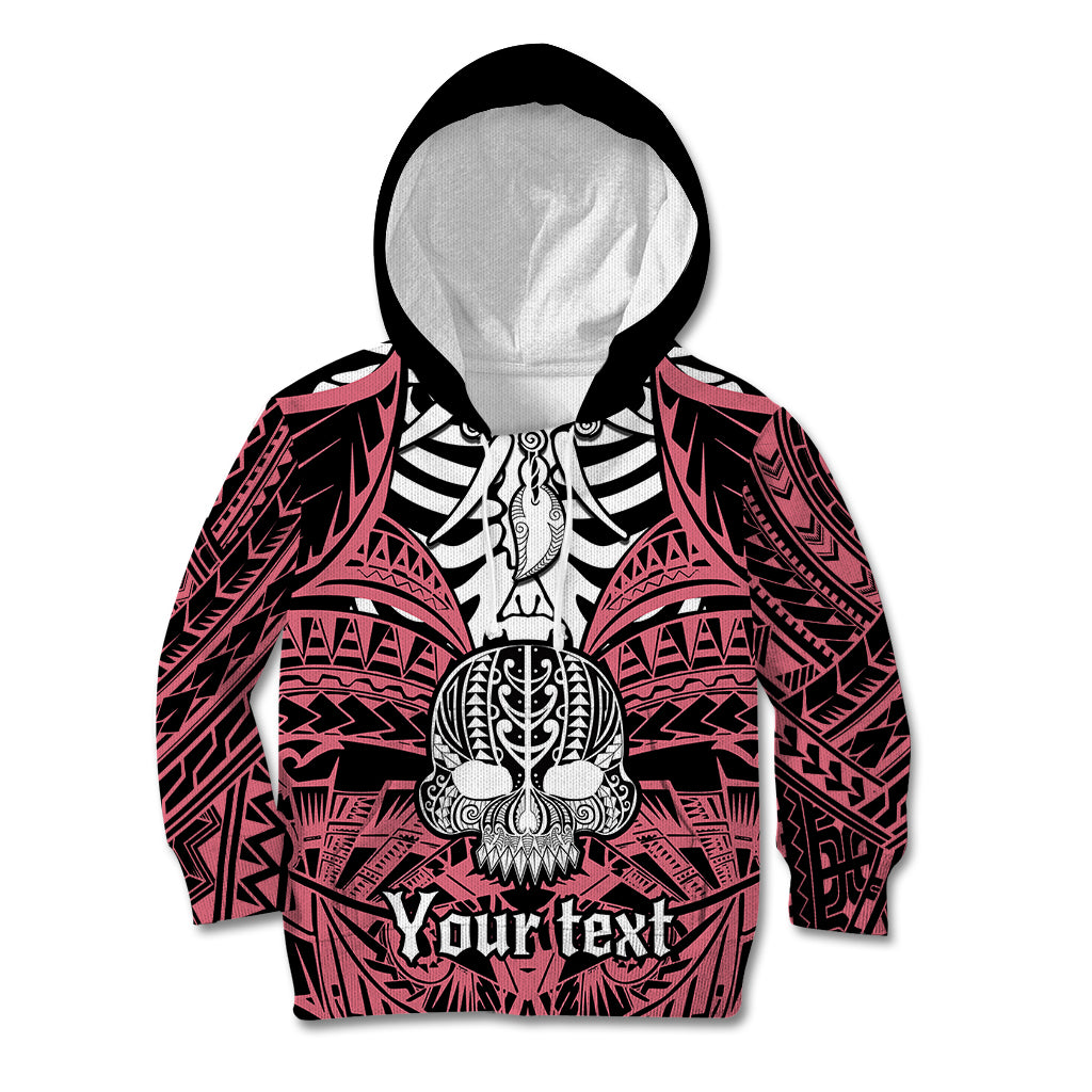 Personalised Polynesia Skull Kid Hoodie With Boars Tusk Pink Arty Vibe LT9 Hoodie Pink - Polynesian Pride
