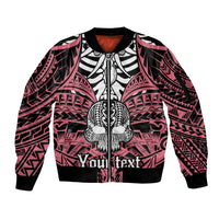 personalised-polynesia-skull-sleeve-zip-bomber-jacket-with-boars-tusk-pink-arty-vibe