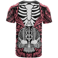 Personalised Polynesia Skull T Shirt With Boars Tusk Pink Arty Vibe LT9 - Polynesian Pride