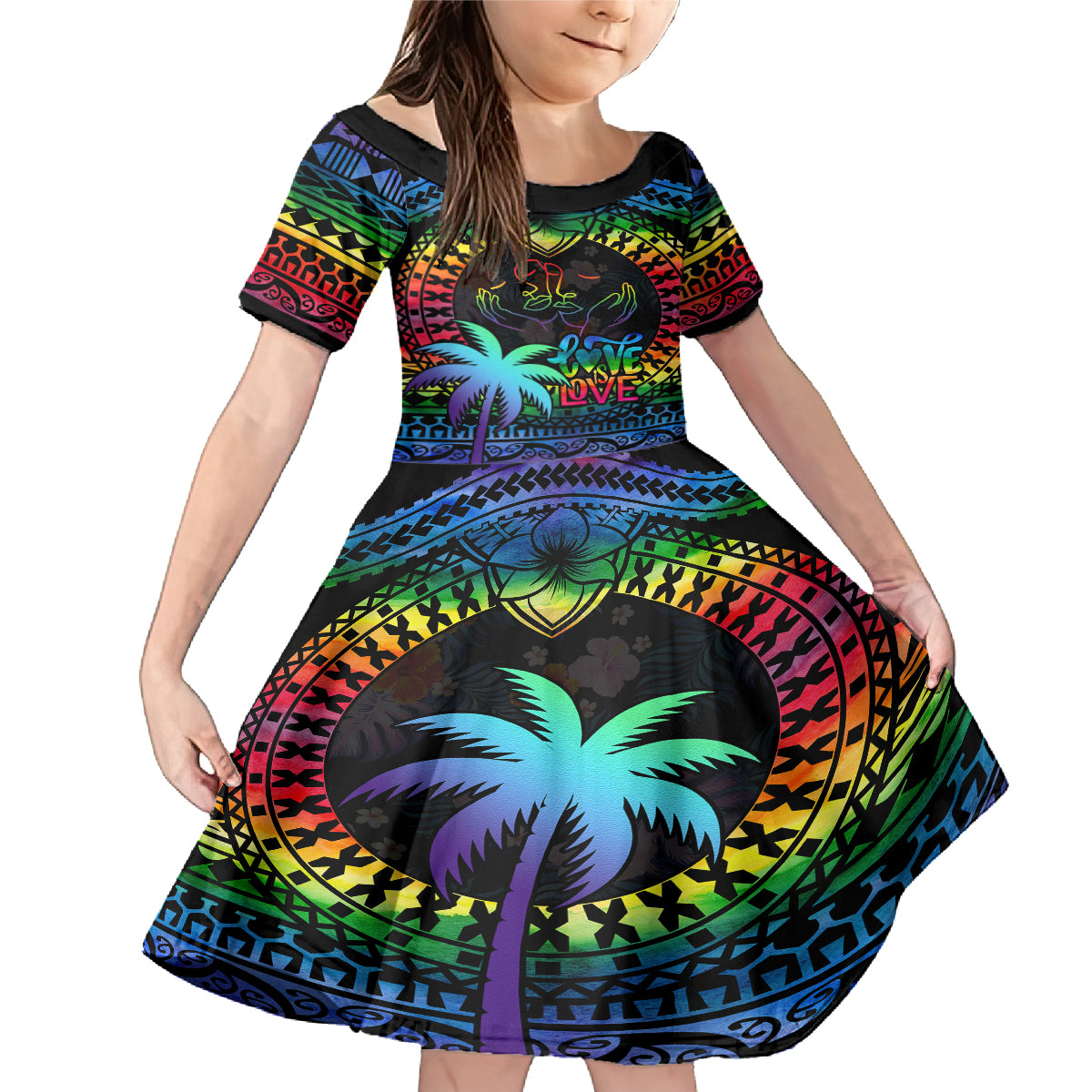 fiji-lgbt-family-matching-mermaid-dress-and-hawaiian-shirt-love-is-love-tapa-pattern-rainbow-water-color