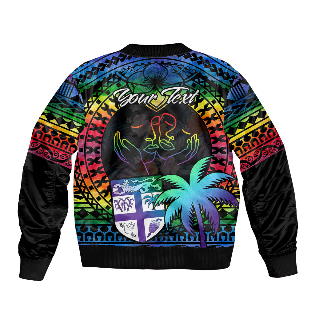personalised-fiji-lgbt-bomber-jacket-love-is-love-tapa-pattern-rainbow-water-color