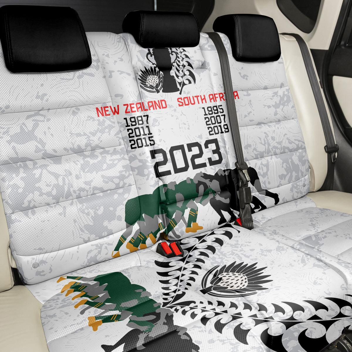 New Zealand South Africa Rugby Back Car Seat Cover History Commemorative World Cup Winners Unique