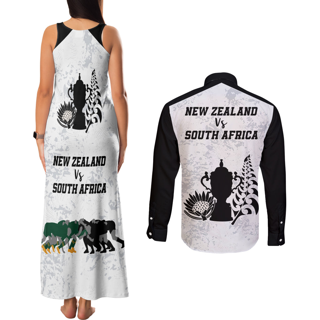 New Zealand South Africa Rugby Couples Matching Tank Maxi Dress and Long Sleeve Button Shirt History Commemorative World Cup Winners Unique LT9 - Polynesian Pride