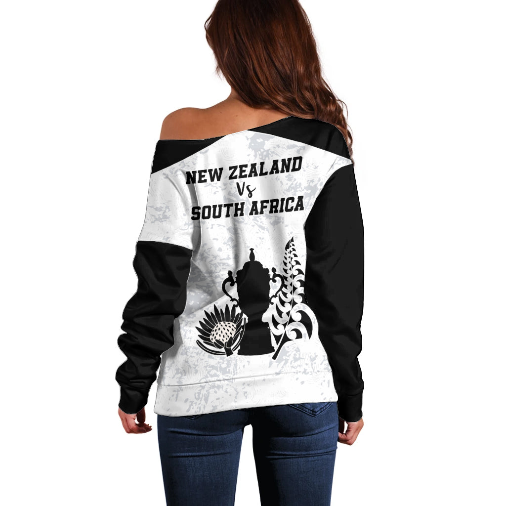 New Zealand South Africa Rugby Off Shoulder Sweater History Commemorative World Cup Winners Unique LT9 - Polynesian Pride