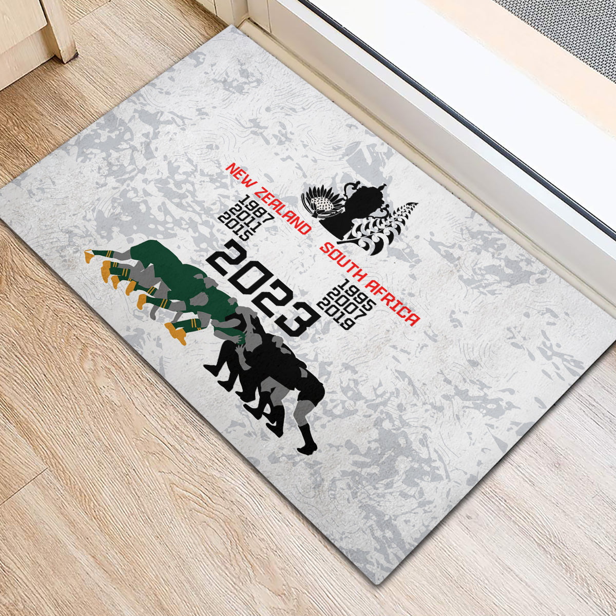 New Zealand South Africa Rugby Rubber Doormat History Commemorative World Cup Winners Unique LT9 - Polynesian Pride