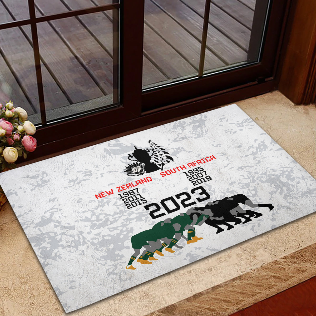 New Zealand South Africa Rugby Rubber Doormat History Commemorative World Cup Winners Unique LT9 - Polynesian Pride