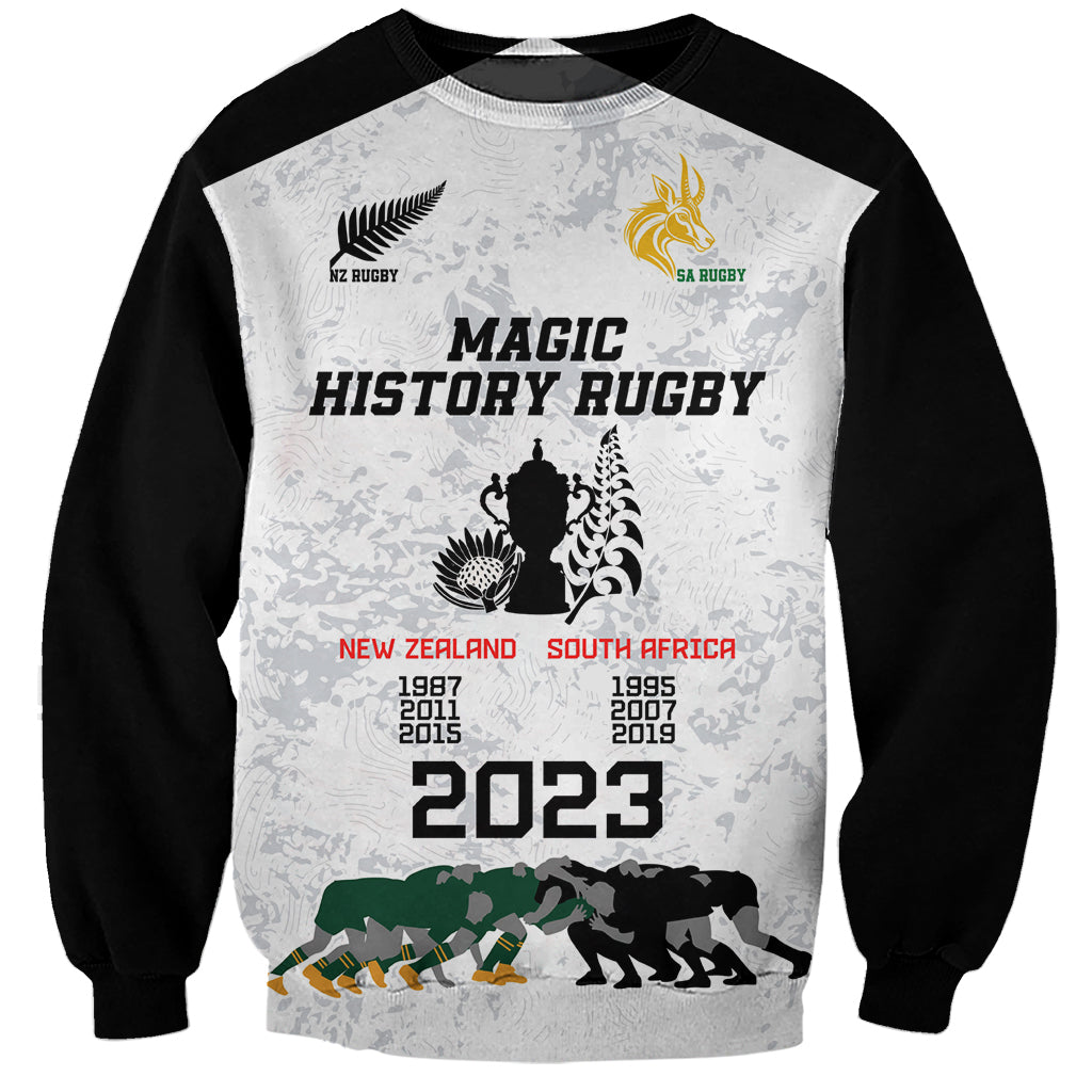 New Zealand South Africa Rugby Sweatshirt History Commemorative World Cup Winners Unique LT9 Unisex White - Polynesian Pride