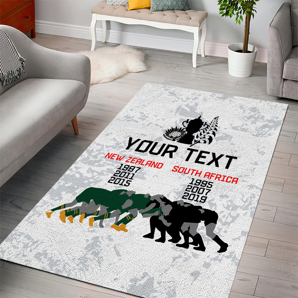 Custom New Zealand South Africa Rugby Area Rug History Commemorative World Cup Winners Unique LT9 - Polynesian Pride