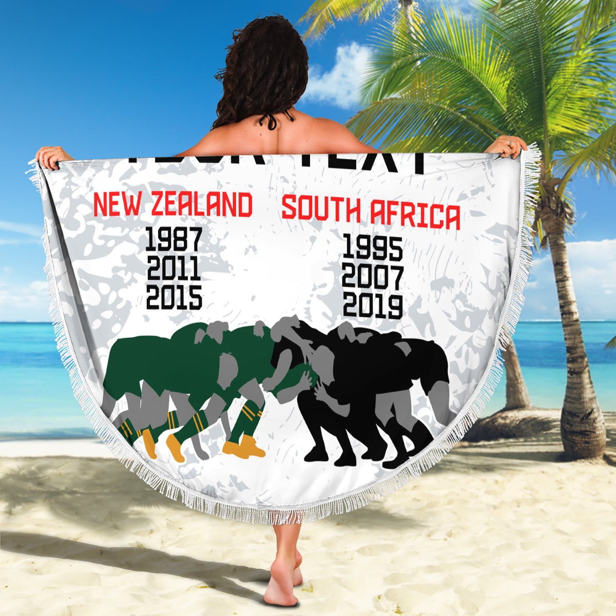 Custom New Zealand South Africa Rugby Beach Blanket History Commemorative World Cup Winners Unique LT9 - Wonder Print Shop