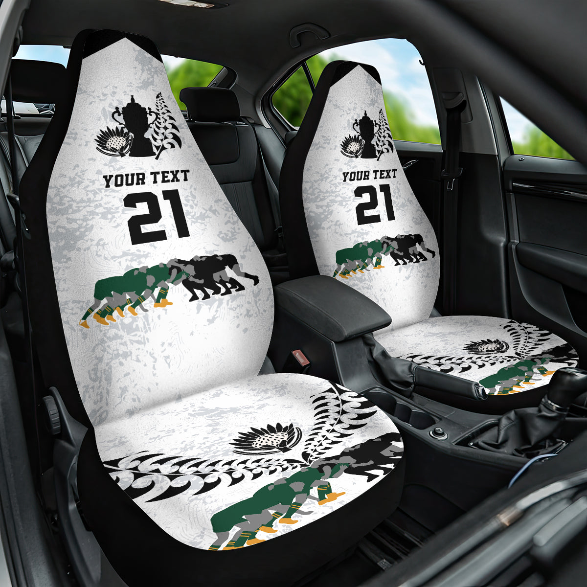 Custom New Zealand South Africa Rugby Car Seat Cover History Commemorative World Cup Winners Unique LT9 One Size White - Polynesian Pride