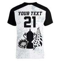 Custom New Zealand South Africa Rugby Women V Neck T Shirt History Commemorative World Cup Winners Unique LT9 - Polynesian Pride