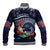 Felis Pusgua Guam Santa Baseball Jacket Merry Christmas with Polynesian Tribal