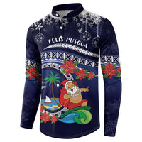 Felis Pusgua Guam Santa Button Sweatshirt Merry Christmas with Polynesian Tribal