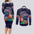 Felis Pusgua Guam Santa Couples Matching Long Sleeve Bodycon Dress and Long Sleeve Button Shirt Merry Christmas with Polynesian Tribal