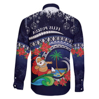 Felis Pusgua Guam Santa Family Matching Off The Shoulder Long Sleeve Dress and Hawaiian Shirt Merry Christmas with Polynesian Tribal