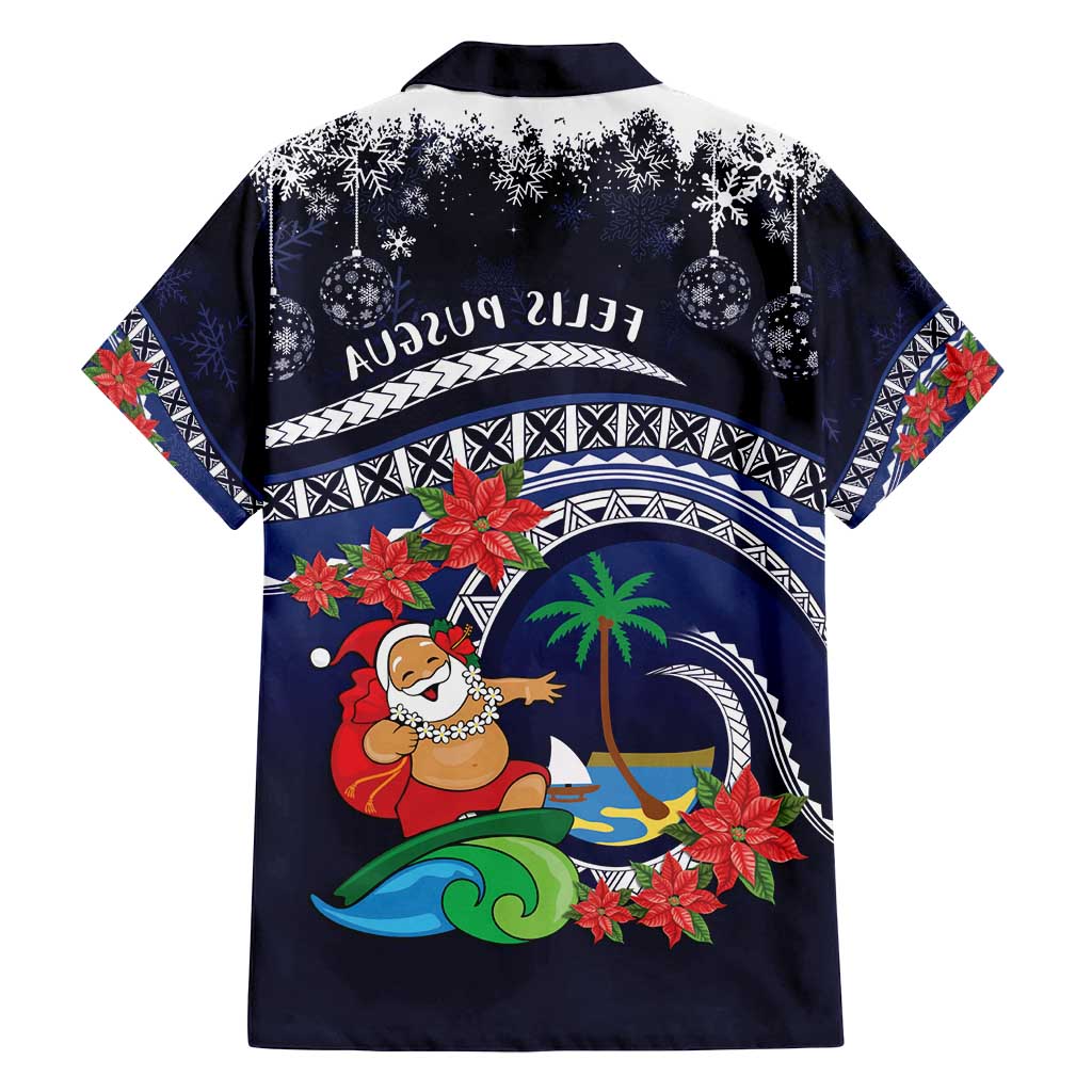 Felis Pusgua Guam Santa Family Matching Puletasi and Hawaiian Shirt Merry Christmas with Polynesian Tribal