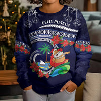 Felis Pusgua Guam Santa Kid Ugly Christmas Sweater Merry Christmas with Polynesian Tribal